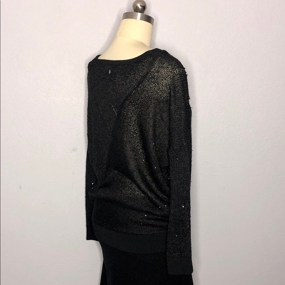Guess Large Black Sequin Destroyed Knit Sweater - Picture 4 of 7